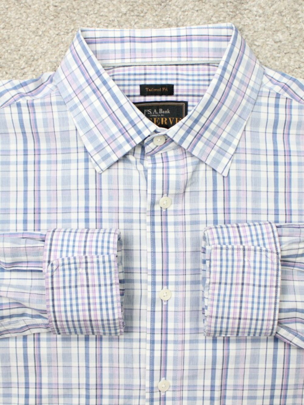 Jos. A. Bank Shirt Mens Large Blue Reserve Cotton/Cashmere Long Sleeve Button